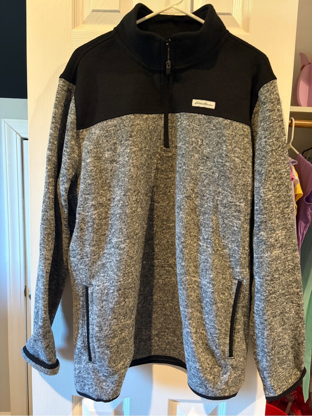 Eddie Bauer Men's Half-Zip Pullover in Gray and Black